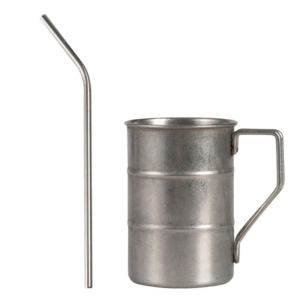 1Set Stainless Steel Cocktail Mug Ergonomic Handle Flat Base for Beer Iced Tea Whiskey Mixed Drinks Portable Insulated Drink Mug