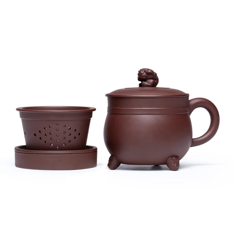 Zanghutianxia Yixing Zisha Cup with Inner Filter, Tea-Water Separation Brewing Cup, Lion Ball Compartmented Lid Cup