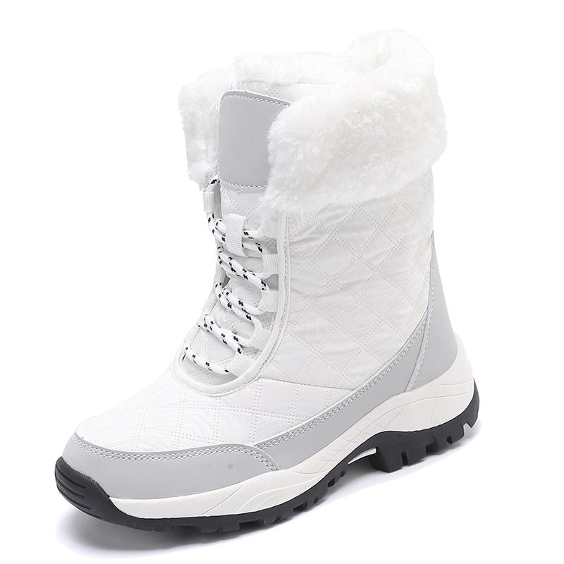 Теплые хлопковые ботинки Женские ботинки с высоким голенищем Нескользящие зимние плюшевые ботинки для улицы для ходьбы Походные кроссовки