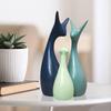 Home Decor Lucky Deer Family Statue Ceramic Figures - (Set of 3, Navy Blue, Lemon and Light Green)