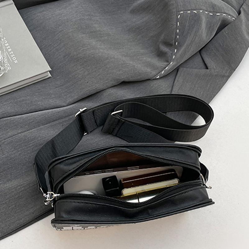 Piano Keys Black and White Sling Bag Contrast Color Casual Square Bag Ladies Travel Shopping Commute Date Bag KTY