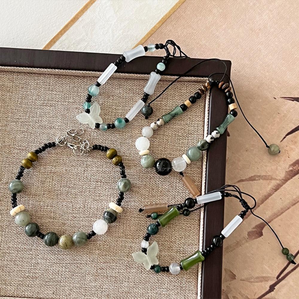 Винтажный плетеный веревочный браслет, китайский стиль, бамбуковый браслет из бисера, китайский стиль, браслет из бисера