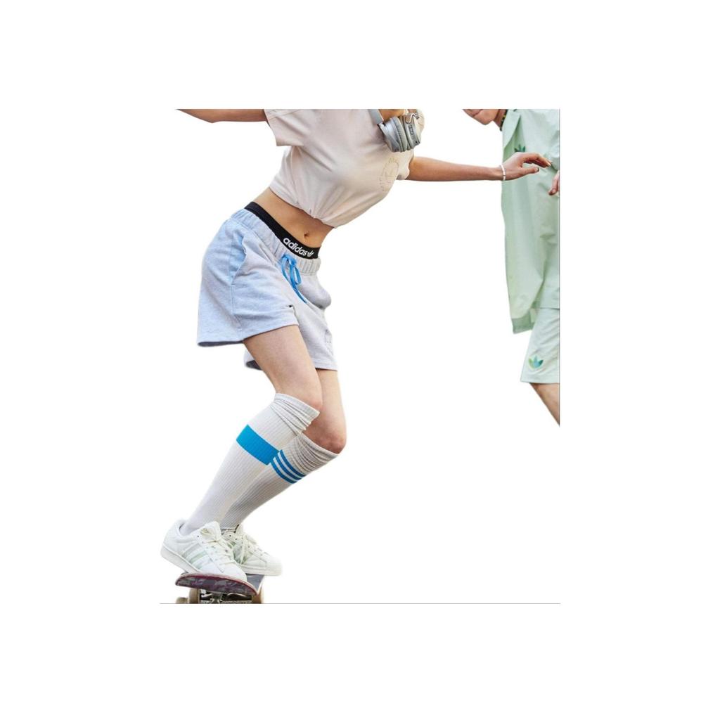 Adidas Originals Trefoil Logo Embroidered Drawstring Straight Regular Sports Shorts Women Shorts Light-Hemp-Gray IC7983