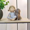 Girl Dog Resin Figurine Kids Statue Desktop Sculpture Home Office Puppy Decoration Ornament Christmas