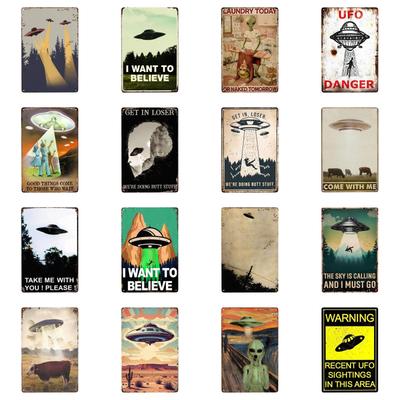 1 шт. Металлическая табличка Get In Loser Alien НЛО Ретро Металлическая жестяная табличка Винтажный настенный декор для кафе, бара, паба, дома, пивного декора 12X8 дюймов