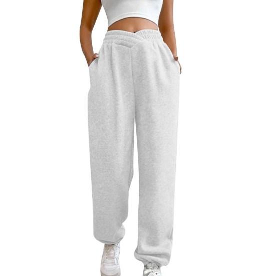 Женские спортивные штаны с высокой талией, свободные спортивные штаны с карманами, кроссоверы, спортивные штаны, удобные брюки для тренировок