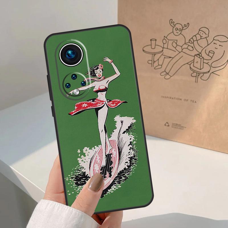 ГАВАЙСКИЙ ПЛЯЖ ДЕВУШКА-СЕРФЕРКА СЕРФИНГ ИСКУССТВО Для Honor Magic 8 5 6 7 Pro Чехол Для Honor 400 200 Lite 50 70 90 X8c X8b X9a X9b X9c X9d Win