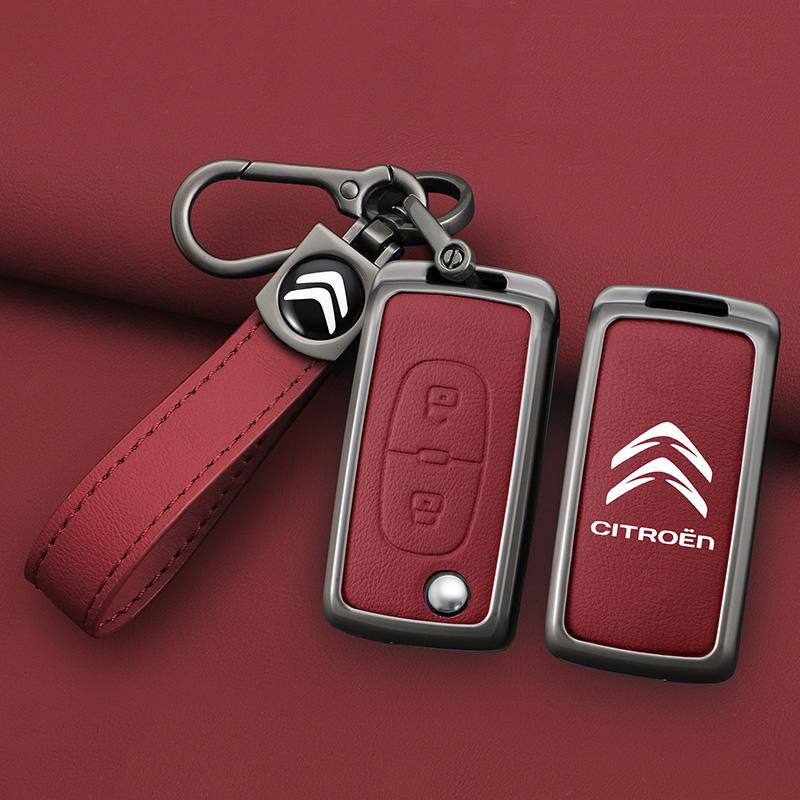 VXCW9 Leather Zinc Alloy Car Flip Remote Key Case Cover Protector Shell Fob durable For Citroen Xsara Picasso C5 C6 C8 Accessories
