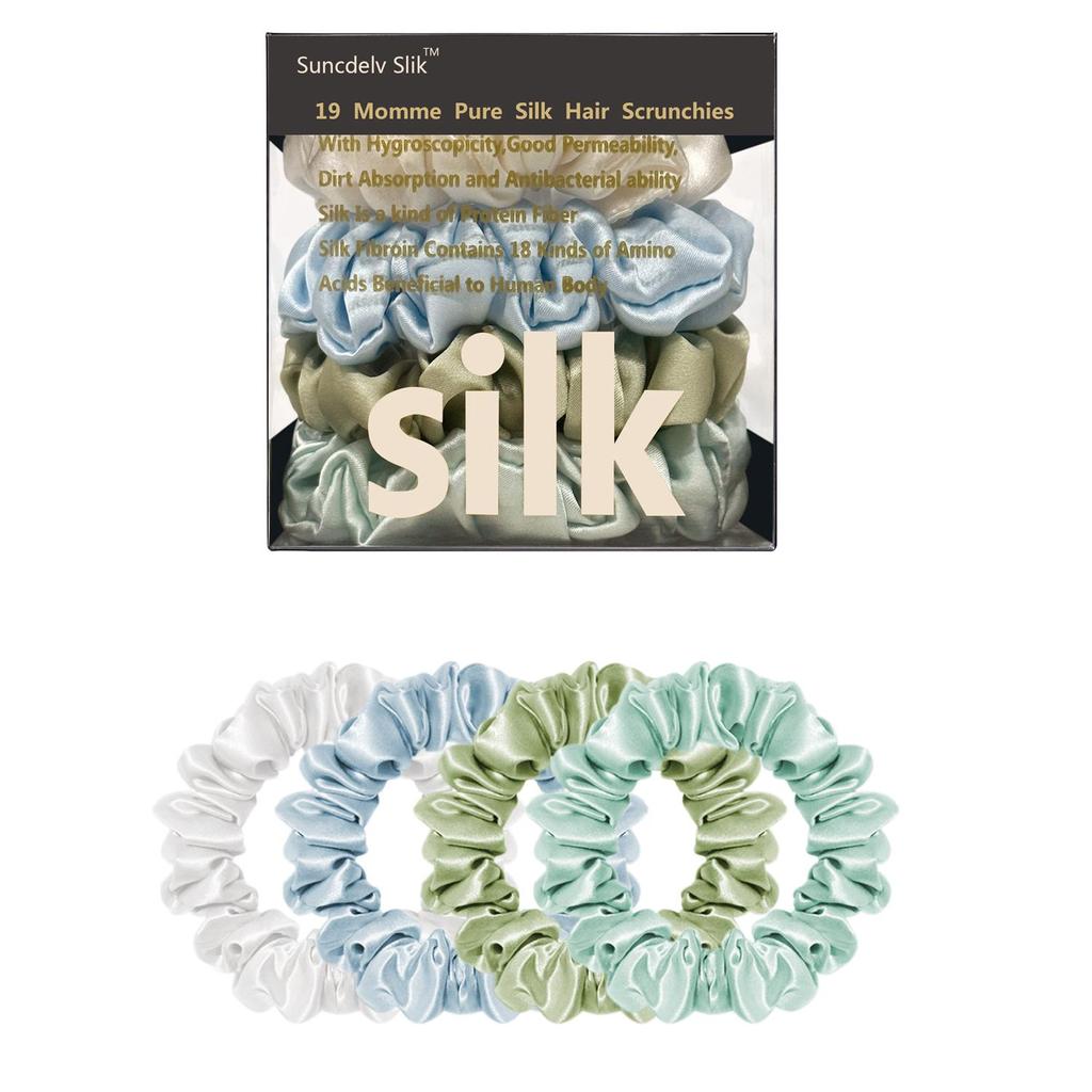 Резинки для волос из 100% чистого шелкового шелка, шелковые резинки для волос, резинки для волос, узкие резинки для волос, держатели для хвостиков, аксессуары для ухода за волосами