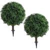 Artificial Topiary Ball Plant with Ground Stake Realistic Plastic Leaves Durable Outdoor Decorative Garden Ornament for Lawn Patio