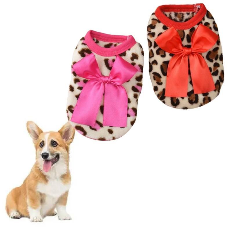 Adorable Coral Fleece Puppy Clothes With Leopard Print For Fall And Winter Celebrations