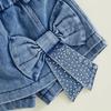 Детский комплект шорт для девочек, винтажная джинсовая майка с шортами с бантом, летний комплект из 2 предметов