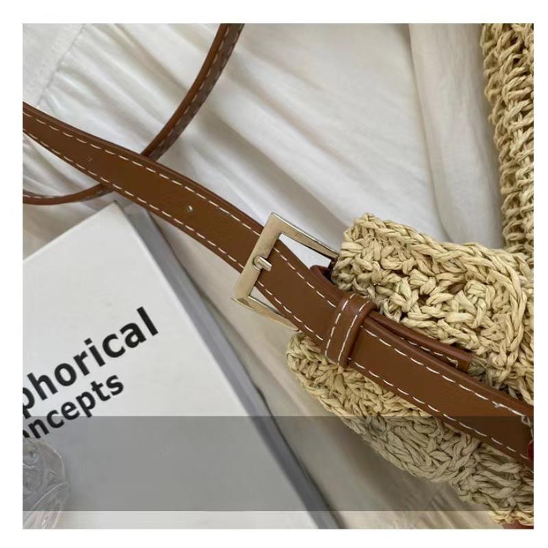 Large Capacity Straw Bag Summer Bucket Hand-woven Tote Luxury Design Women's Handbag Bohemian Style Shoulder Crossbody Bags