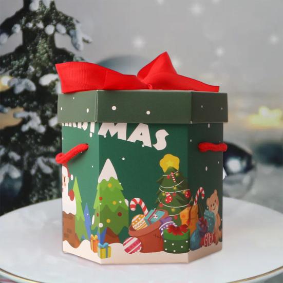 2 шт., подарочная коробка для рождественской вечеринки с портативной веревкой, праздничная конфета, печенье, рождественский подарок, бумажная коробка, упаковочные принадлежности для Рождества