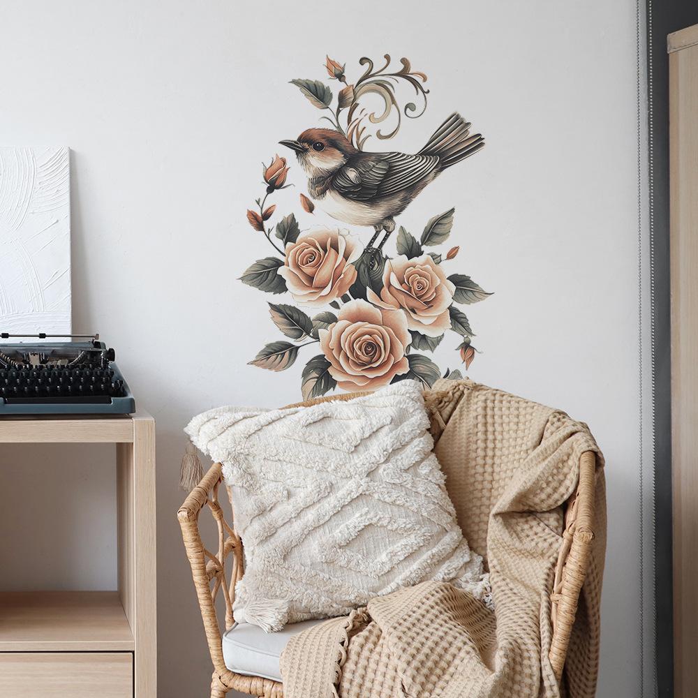 Ретро Цветок и Птица Спальня Гостиная Прихожая Дом Фон Украшение Наклейки на Стену