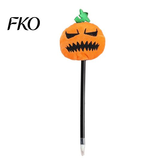 Smooth Writing Pen Halloween Pumpkin Gel Ink Pen, 0.7mm Rollerball with Plush Pumpkin, Novelty Black for Party Favors, Gift Supplies Marker