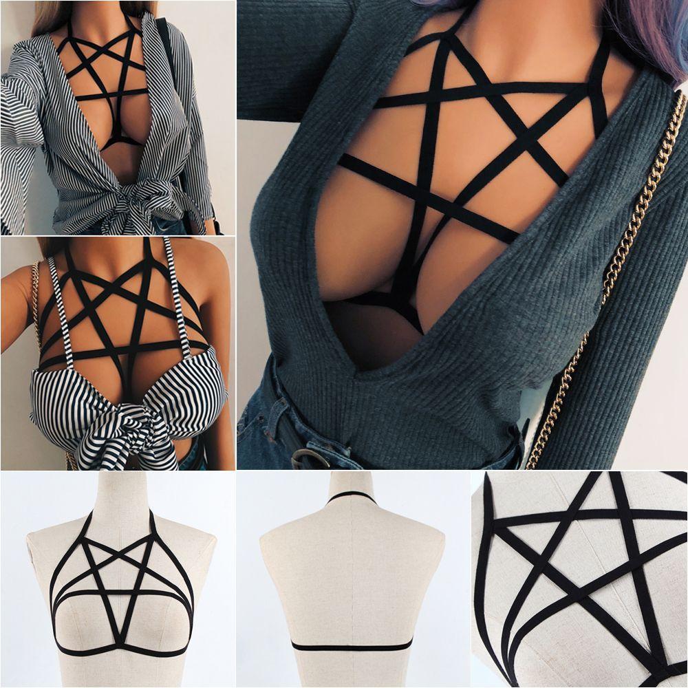 Summer Bralette Bustier Belt Lingerie Push Up Crop Top Cage Harness Sexy Bandage Bra