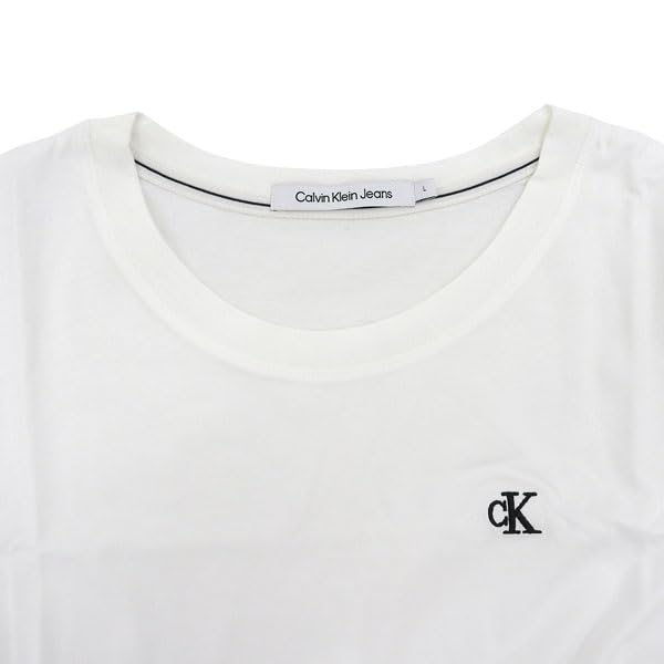 Футболка с коротким рукавом J20J212883 [Calvin Klein] Женская, Вырез, Рукав, Хлопок, Дизайн с одной деталью, (БЕЛЫЙ/С) [Элемент]