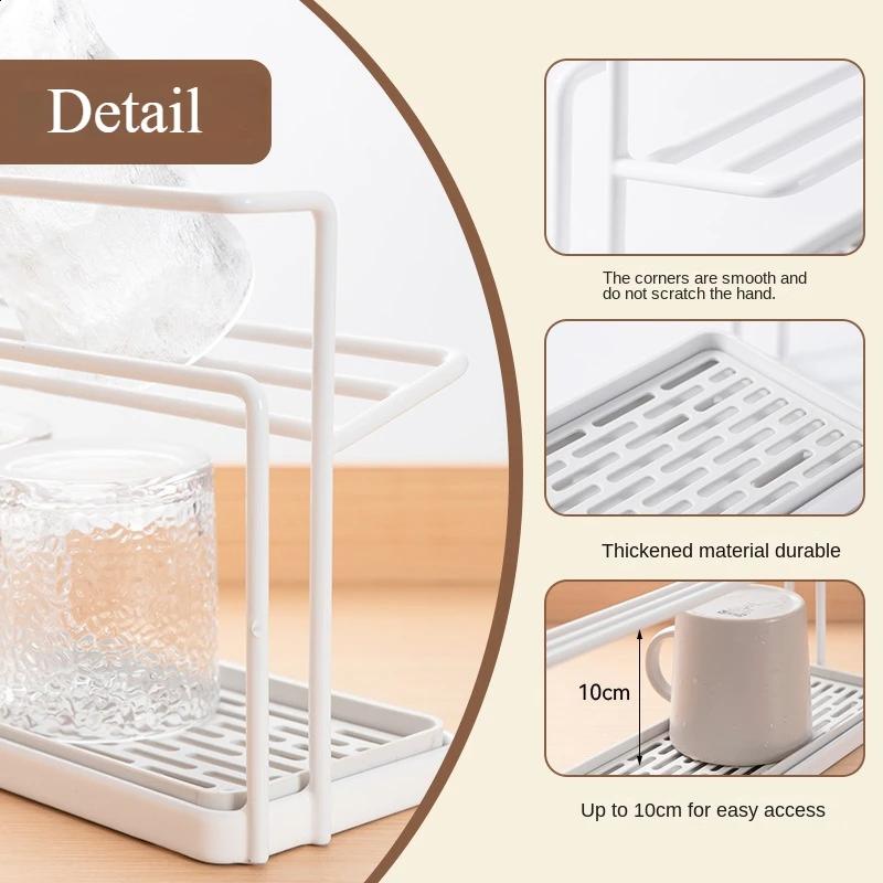 Кухонный простой двухслойный держатель для стаканов с подносом, многофункциональный настольный термос, стаканы, многослойная металлическая стойка для хранения