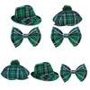 Green Plaids Bowtie Octagonal Hat Set for St. Patricks Day Gifts Party Headpiece Painter Hat for Carnivals Holiday