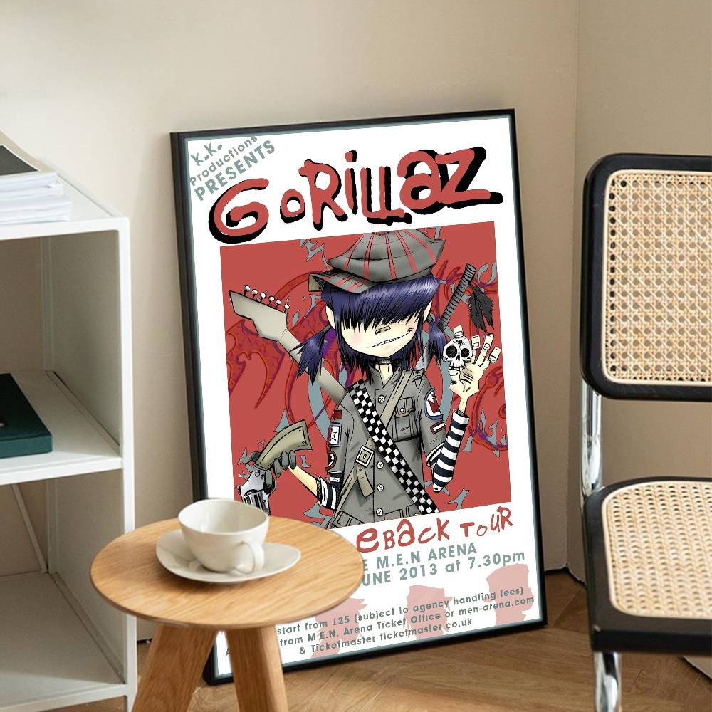 Band G-Gorillaz Classic Vintage Posters Decoracion Painting Wall Art White Kraft Paper Kawaii Room Decor