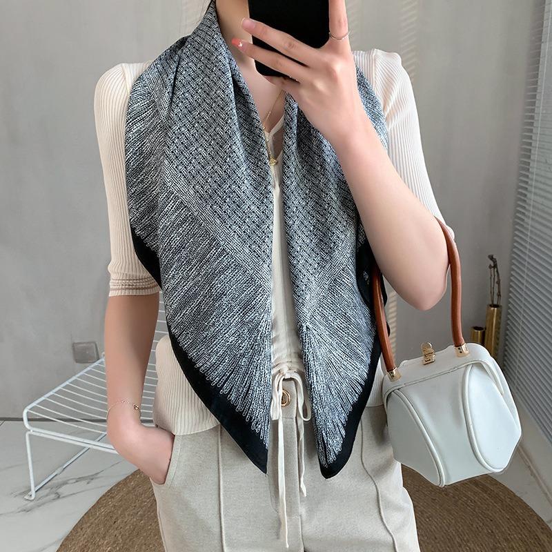 New Square Scarf Emulated Silk Scarf Fashionable Professional Scarf Versatile Light Thin Breathable Twill Scarf Shawl