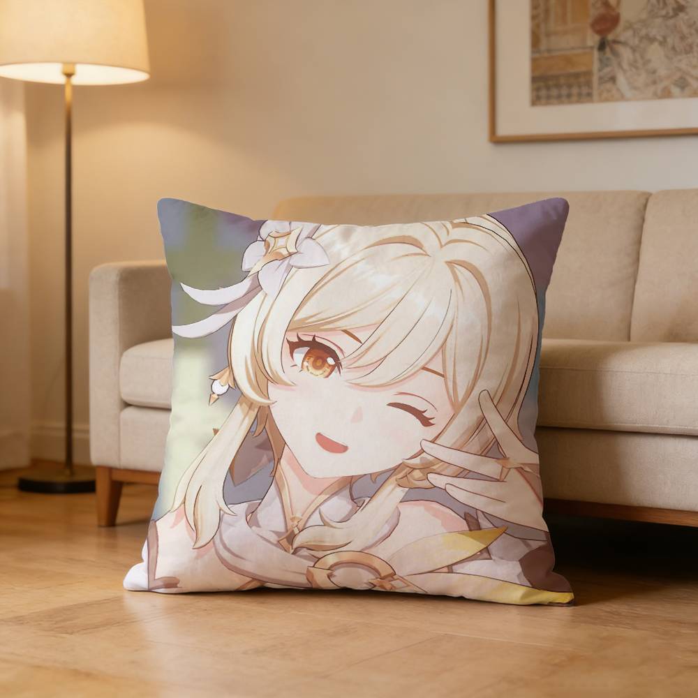 G-Genshin Lumine Impact Pillow Case Cushion Cover Throw Pillow Case For Car Sofa