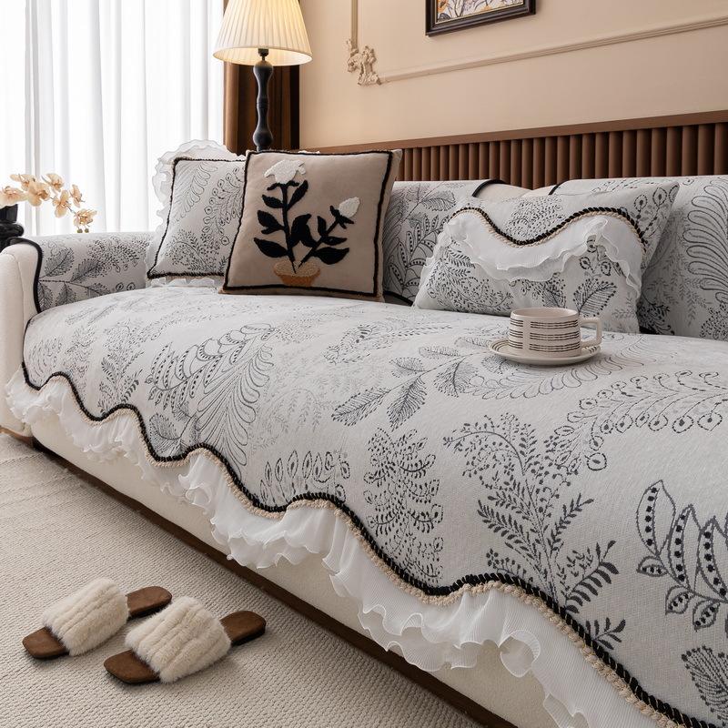 French Skirt Special-Shaped Sofa Cushion New Four-Season Universal High-End Straight Sofa Seat Cushion Non-Slip Cover