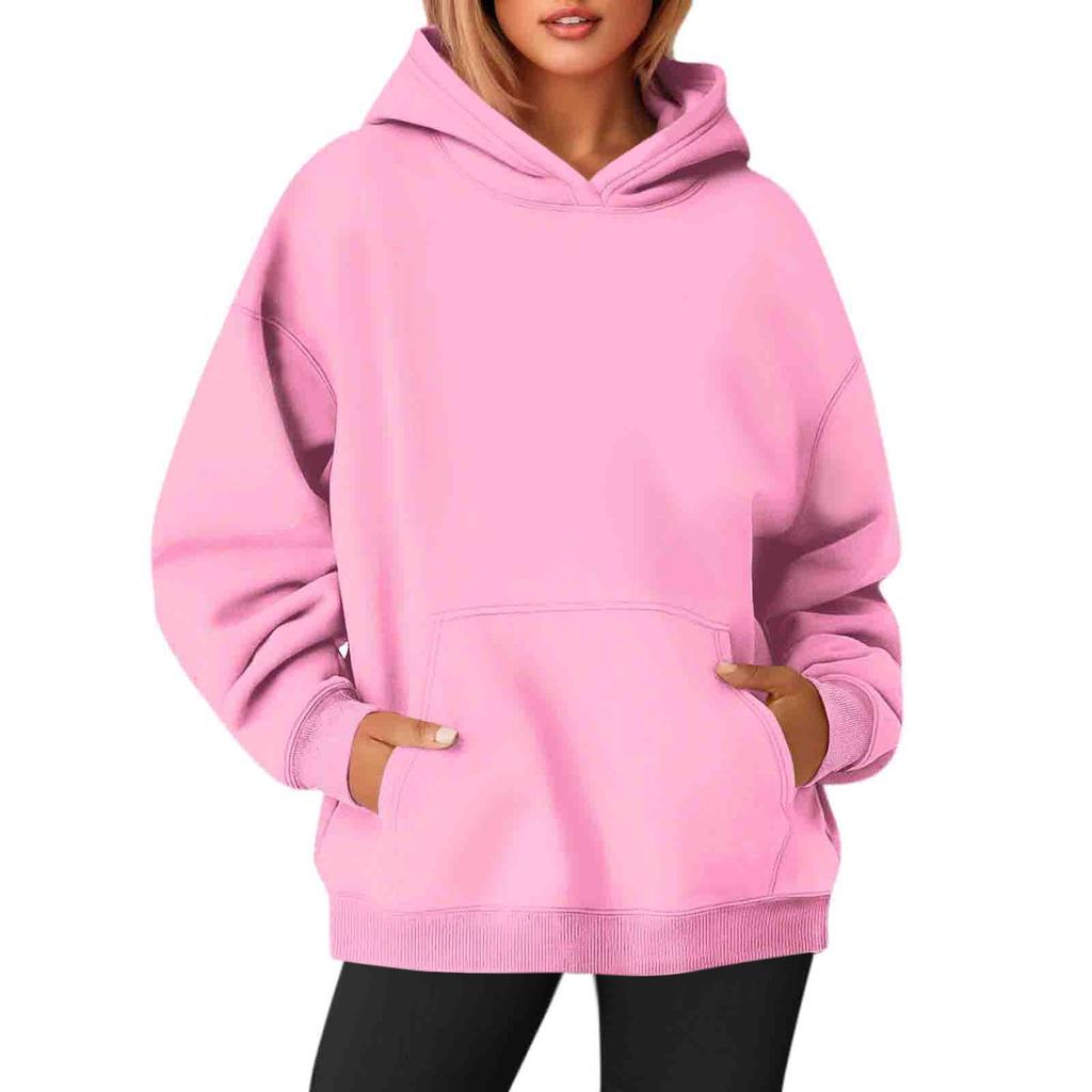 Women's O-neck Long Sleeve Top Solid Color Hoodie Crewneck Sweatshirts Long Sleeve Solid Color Top Sweatshirts