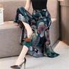 Women Casual Straight Print Wide Leg Loose Pants Patchwork Long Trousers