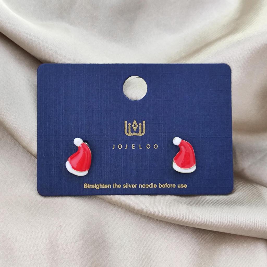 Gold-Plated Copper Christmas Stud Earrings: Snowman, Socks, and Reindeer Design