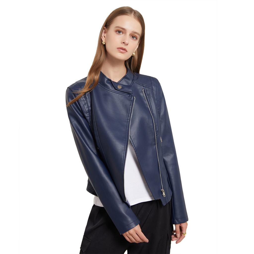 New PU Lapel Women's Slim Leather Jacket for Women Spring and Autumn Thin Long-sleeved Jacket Short Women's Jacket