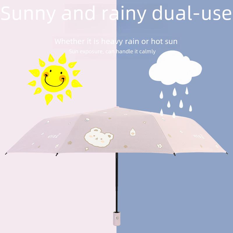 Складной черный пластиковый зонт двойного назначения с 8 спицами, автоматический, симпатичный