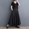 Black Plus Size Vintage High Waist Casual Loose Summer Wide Leg Pants Women Trousers