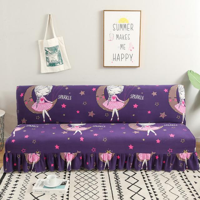 Чехол для дивана Modern Floral Series с юбкой по краю для складного дивана без подлокотника, всеобъемлющий эластичный защитный чехол