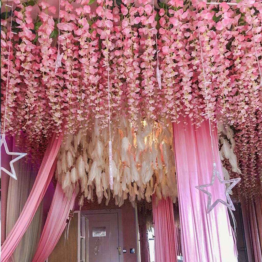 12 шт.-Глициния для украшения дома, искусственная цветочная лоза, торговый центр, свадебное украшение, арочное оформление лозой для создания атмосферы