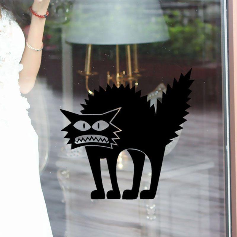 Removable Halloween Diy Wall Stickers With Fire Retardant Pvc Pumpkin Witch Decal