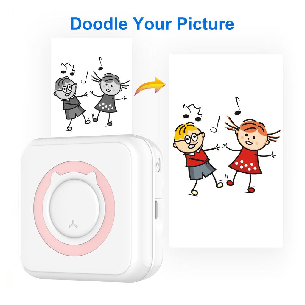 Универсальный фотопринтер Многофункциональный портативный принтер Беспроводной мгновенный мини-принтер с поддержкой BT