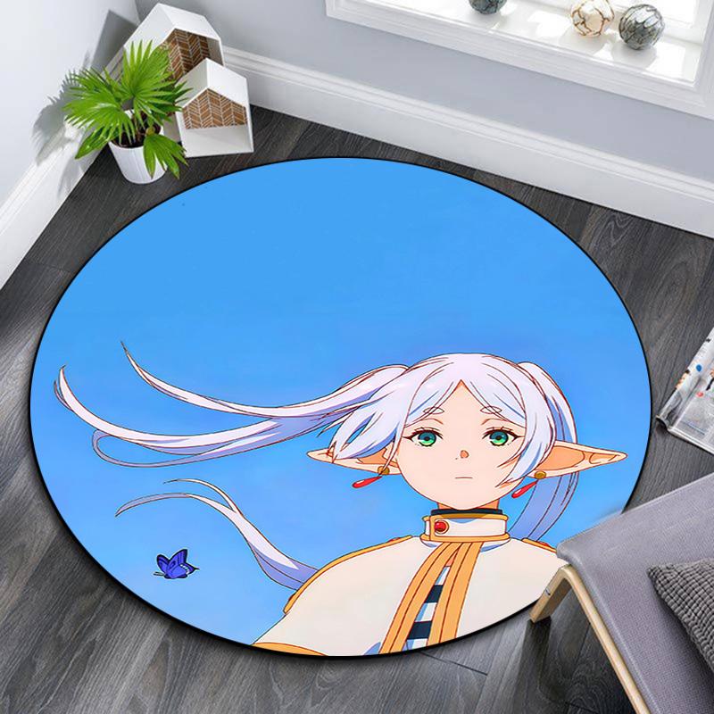 Frieren2 Round Area Rug,Carpet Rug for Living Room Bedroom Sofa Playroom Decor,Non-slip Floor Mat