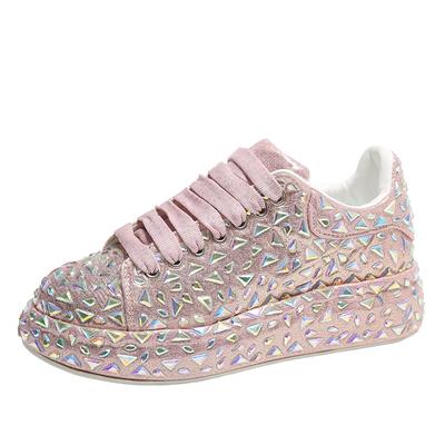 Модные высококачественные 5 см блестящие кроссовки на платформе со стразами для женщин, дизайнерская обувь для женщин, удобная женская обувь, блестящие массивные кроссовки