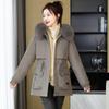 Новый Зимний Парка с Капюшоном Съемный Шерстяной Воротник Универсальное Модное Хлопковое Пальто Один и Три Женская Куртка