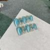 HANDMADE Artificial Nail Blue Buccellati Short Cat's Eye Spar Phototherapy Nails Fake Nails Reusable and Removable Nails