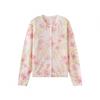 Women O-Collar Rayon Dyed Floral Print Knitted Open Cardigan Outerwear Jacket Coat Spring Summer