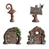 4 шт. украшения для двери феи, расписанные вручную, садовая статуя из смолы, водонепроницаемая, устойчивая к ультрафиолетовому излучению, мини-уличное украшение