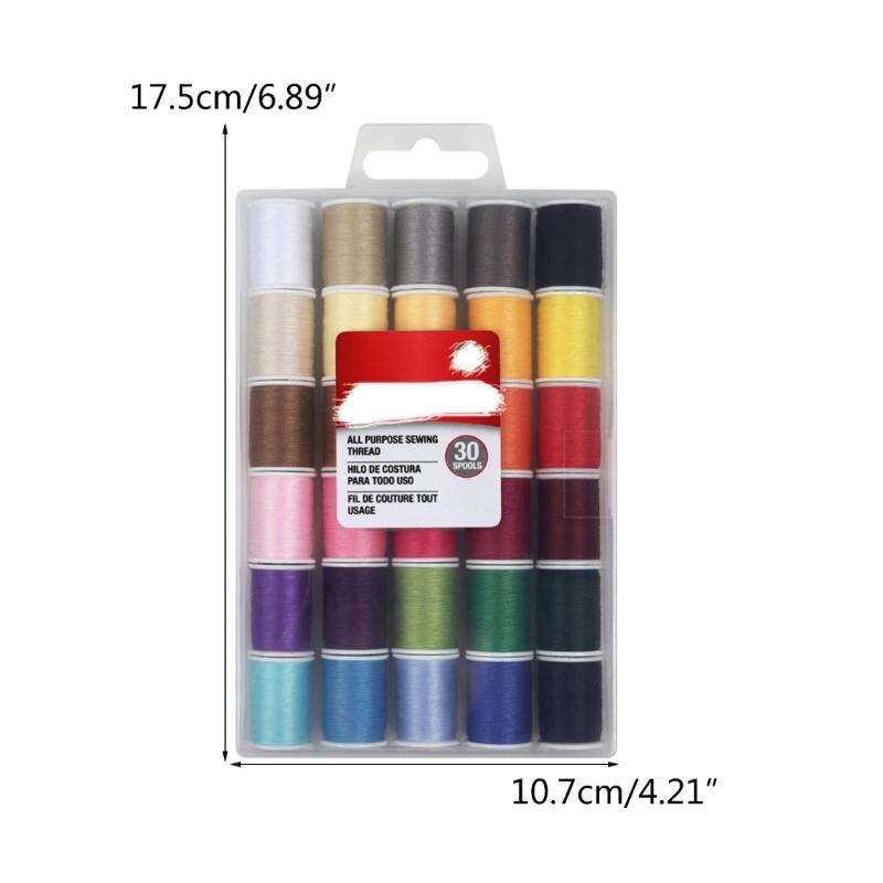 30 Color Sewing Thread Polyester Thread 50 Yard for Sewing Machine Hand Stitching Embroidery Craft DIY Needleworks Tool