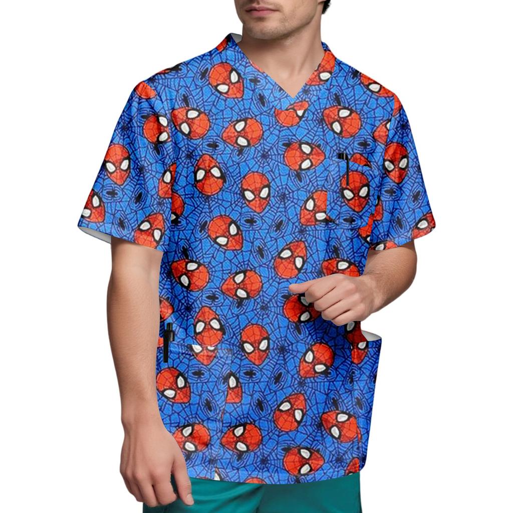 Мужской топ с коротким рукавом и V-образным вырезом с принтом нагрудного кармана