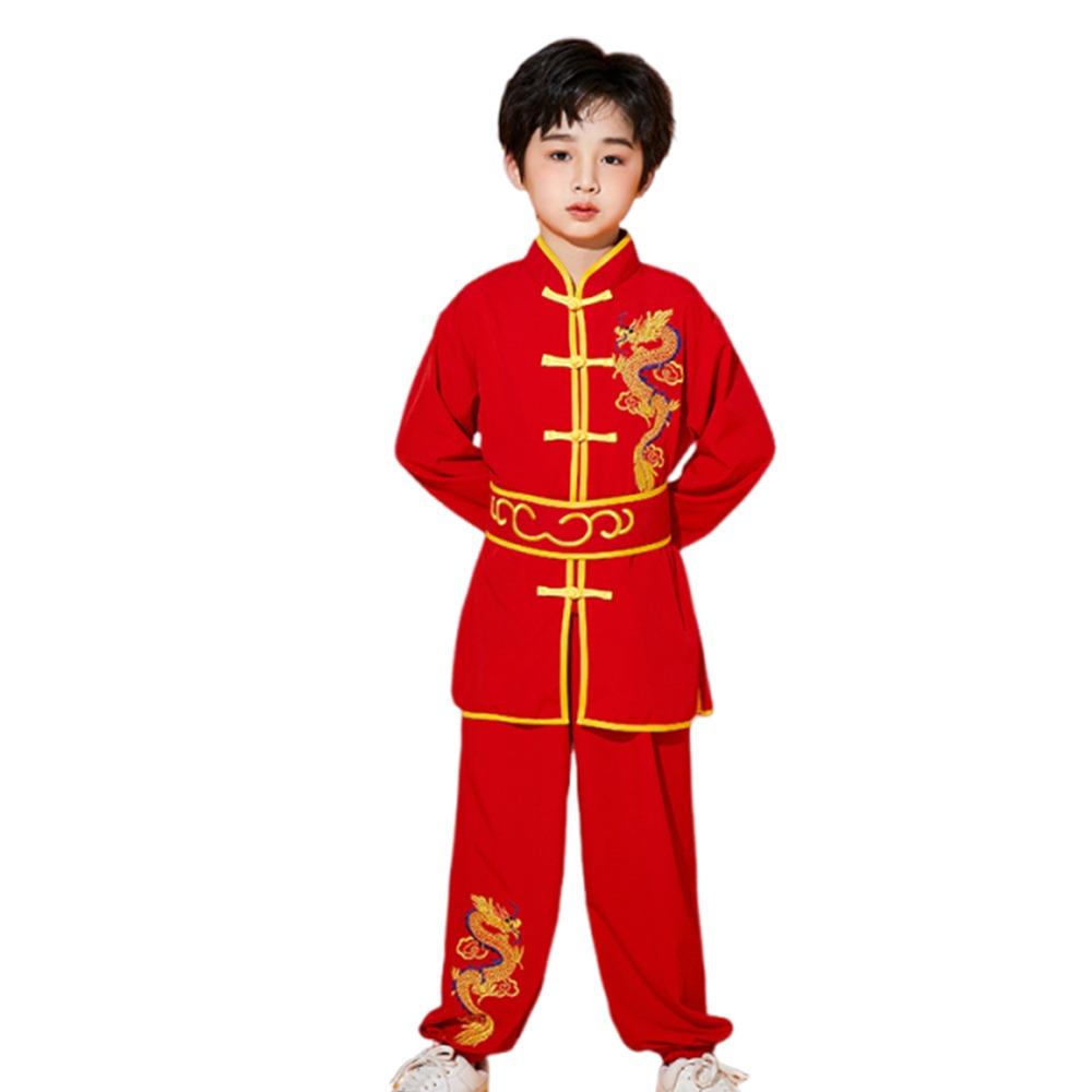 Chinese Traditional Wushu Costume with Belt Wushu Performance Kungfu Uniform Long Sleeves Traditional Perform Outfits