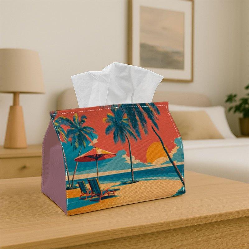 1pc Tropical Palm Tree & Beach Chair Tissue Box Holder - Multifunctional Napkin Dispenser Compatible with Tissues/Roles/Sheets - Decorative Tissue Pap