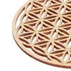 1Pc Creative Chakra Pattern Coaster Wood Flower Of Life Natural Symbol Round