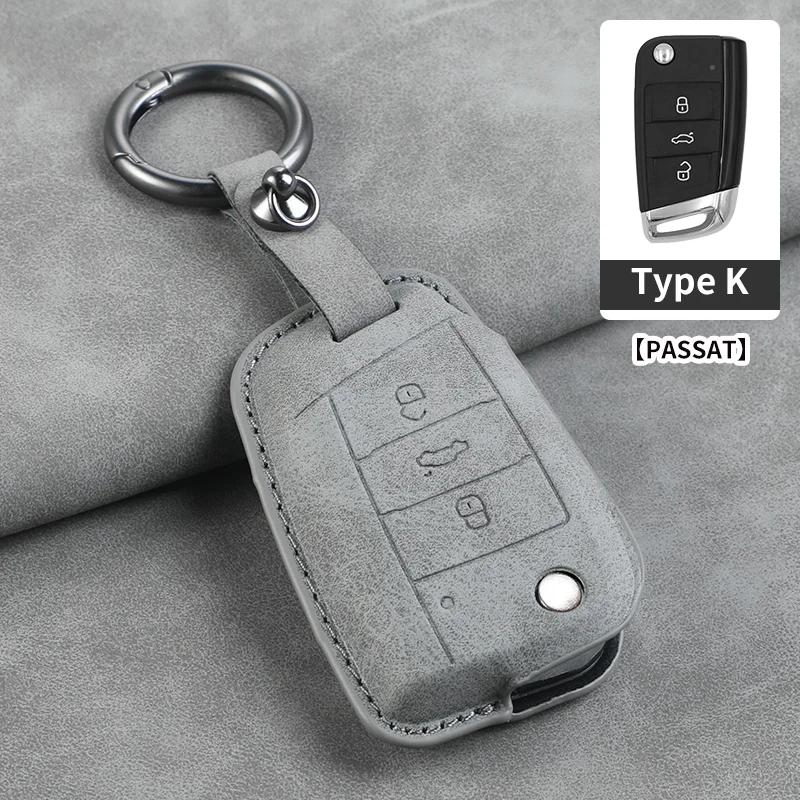 Для VW Volkswagen Polo Golf Passat Beetle Tiguan Skoda Octavia Kodiaq Seat Leon Altea Бесключевой кожаный чехол-обложка для складного автомобильного ключа